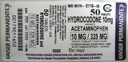 Hydrocodone/Apap 10mg/325mg - Package Size 50