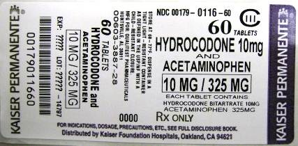 Hydrocodone/Apap 10mg/325mg - Package Size 60