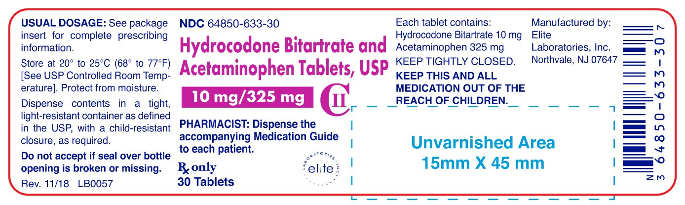 Hydrocodone Bitartrate and Acetaminophen Tablets Container Label 30 ct.- 10mg/325mg