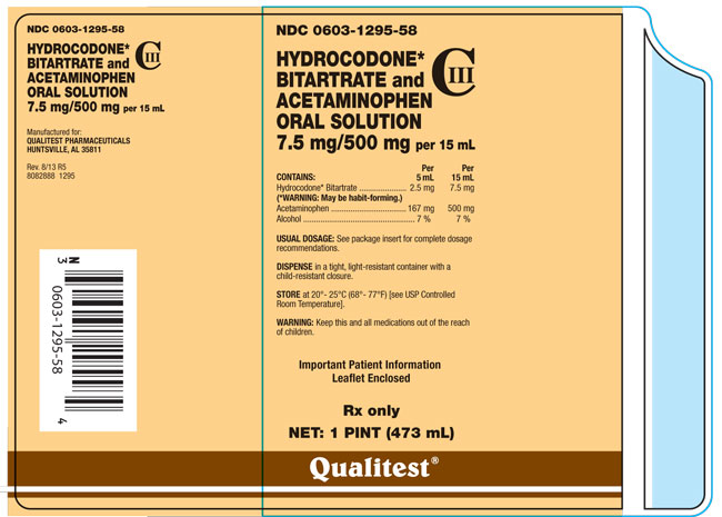 This is an image of the label for Hydrocodone Bitartrate and Acetaminophen Oral Solution 7.5 mg/500 mg per 15 mL.