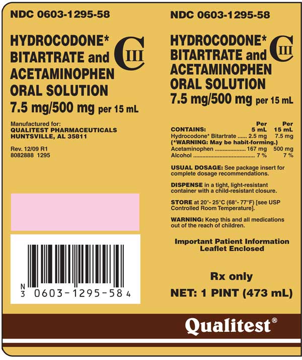 This is an image of the label for Hydrocodone Bitartrate and Acetaminophen Oral Solution.