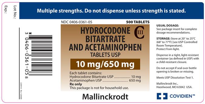 Principal Display Panel - 10 mg/650 mg Bottle