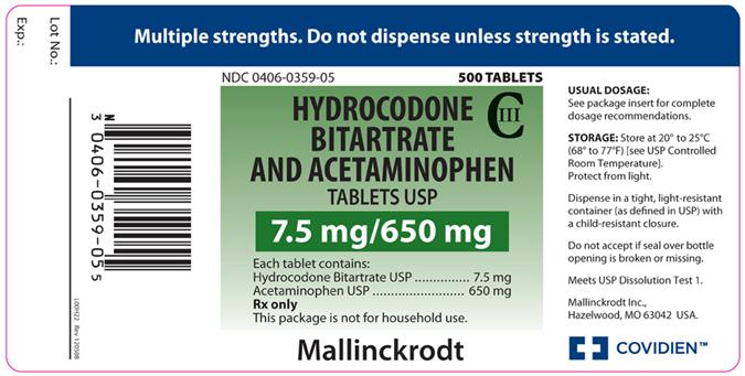 Principal Display Panel - 7.5 mg/650 mg Bottle