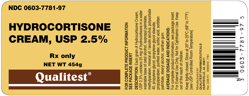 This is a label for Hydrocortisone Cream, USP 2.5%.