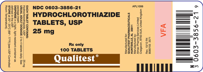 This is the image of the label for Hydrochlorothiazide Tablets, USP 50 mg 100 count.
