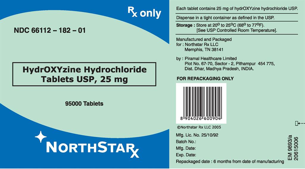 Principal Display Panel - HydrOXYzine Hydrochloride Tablets USP, 25 mg - 95000 Tablets