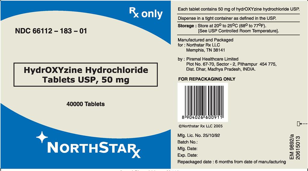 Principal Display Panel-HydrOXYzine Hydrochloride Tablets USP, 50 mg - 40000 Tablets