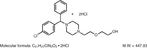 This is an image of the structural formula for hydroxyzine hydrochloride.