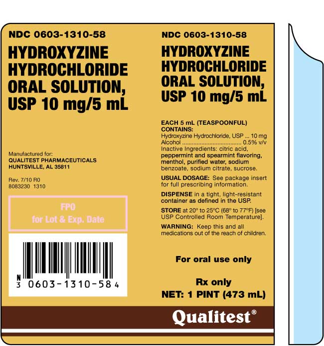 This is an image of the label for Hydroxyzine HCl Oral Solution.