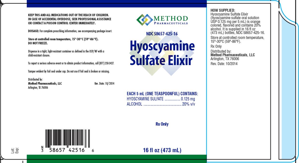 PRINCIPAL DISPLAY PANEL NDC 58657-425-16 Hyoscyamine Sulfate Elixir Rx Only 16 fl oz (473 mL)