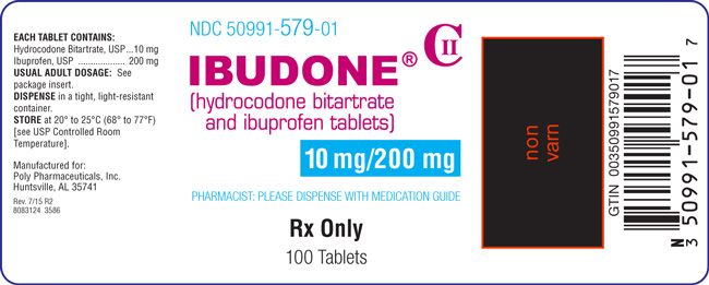Image of the Ibudone® (hydrocodone bitartrate and ibuprofen tablets) 10 mg/200 mg label