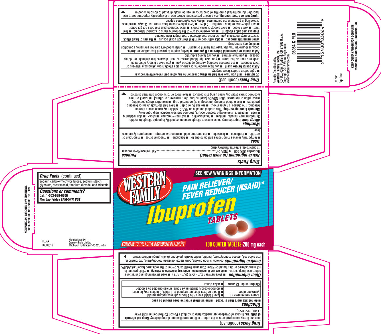 western family Ibuprofen tablets 200 mg granules