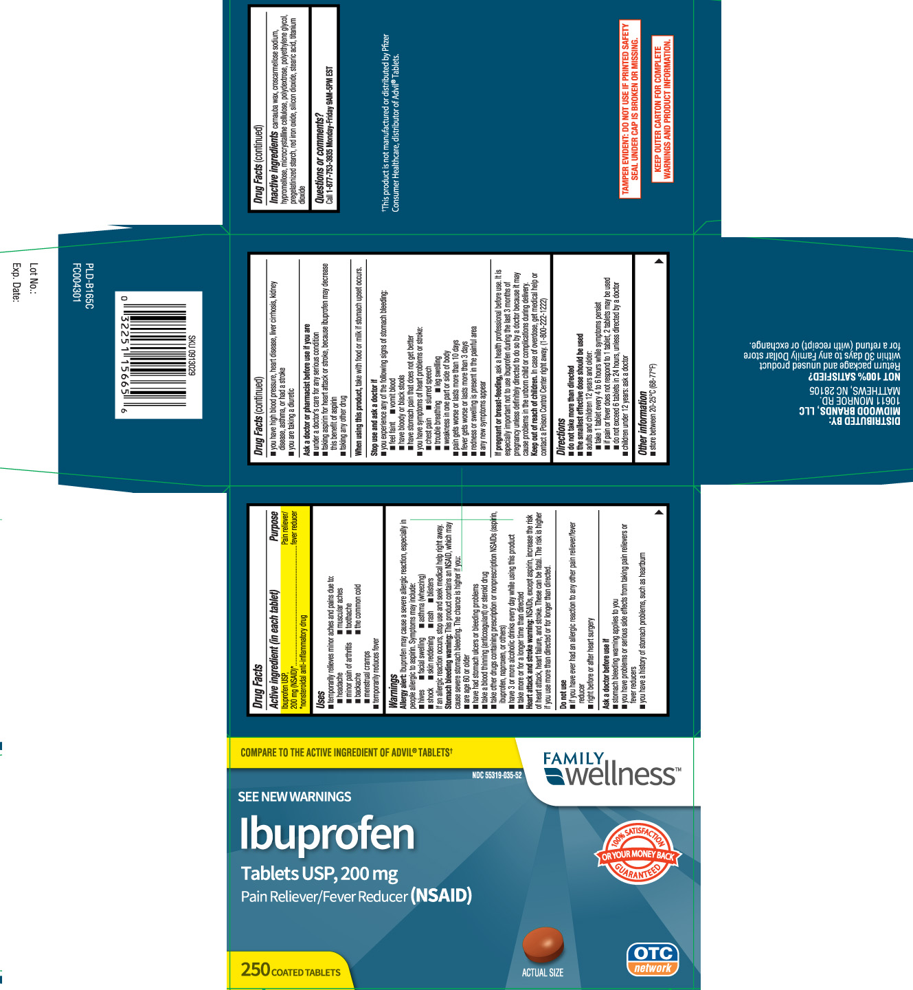 Ibuprofen USP 200 mg (NSAID)* *nonsteroidal anti-inflammatory drug