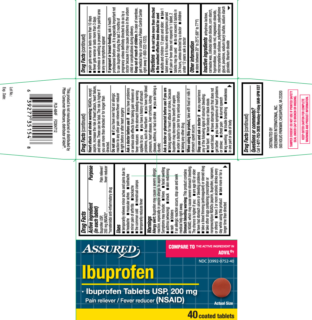 Ibuprofen USP, 200 mg (NSAID)* *nonsteroidal anti-inflammatory drug