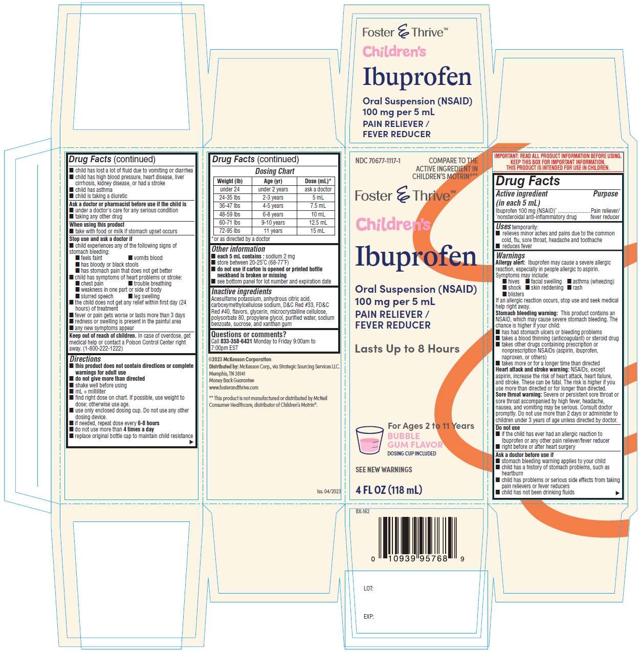 Ibuprofen oral suspension bubble gum flavor container carton