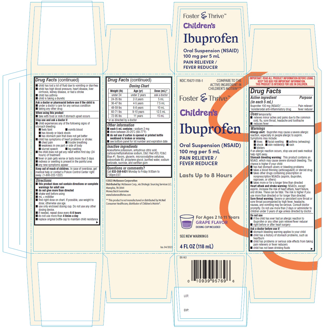 Ibuprofen oral suspension grape flavor container carton