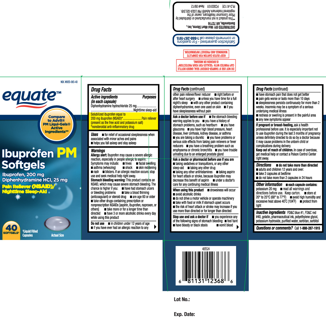 Diphenhydramine Hydrochloride 25 mg, Solublized ibuprofen equal to 200 mg ibuprofen (NSAID)* (present as the free acid and potassium salt) *nonsteroidal anti-inflammatory drug