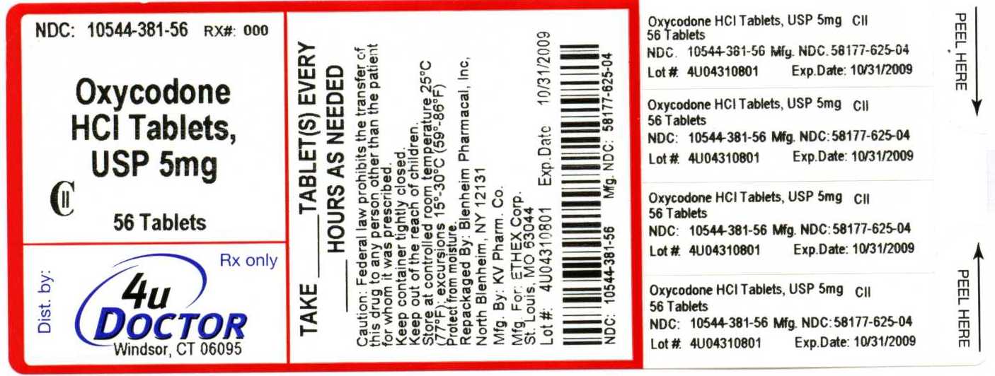 Oxycodone HCl 5mg Label