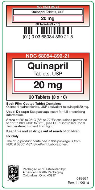 Quinapril tablets, USP 20 mg label