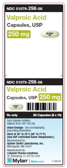 Valproic Acid 250 mg Capsules Unit Carton Label