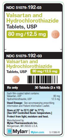Valsartan and HCTZ 80 mg/12.5 mg Tablets Unit Carton Label