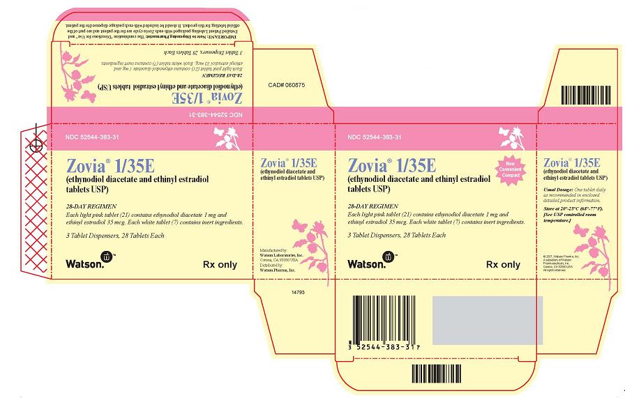 Zovia® 1/35E (ethynodiol diacetate and ethinyl estradiol tablets USP), 3 Dispensers, 28 Tablets Each, Carton