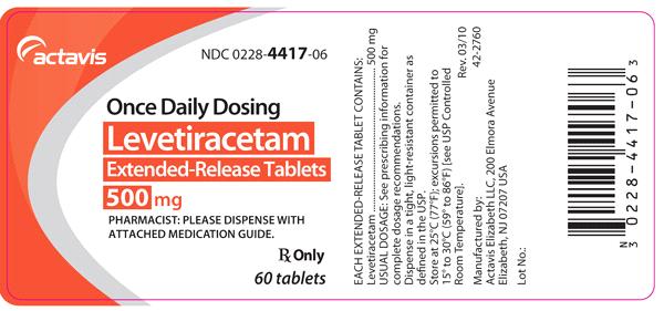 N:\SHARE\DrugList\ALPHA Products\Levetiracetam ER Tabs ACTAVIS 091557\V1 download DM\8442b580-figure-08.jpgLevetiracetam Extended-Release Tablets 500 mg, 60s Label