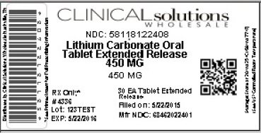 Lithium Carbonate ER tablets 450 mg 30s