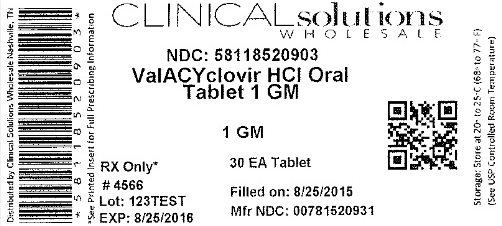 Valacyclovir 1gm 30 count label