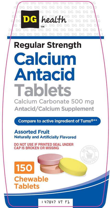 Calcium Antacid Tablets Front Label