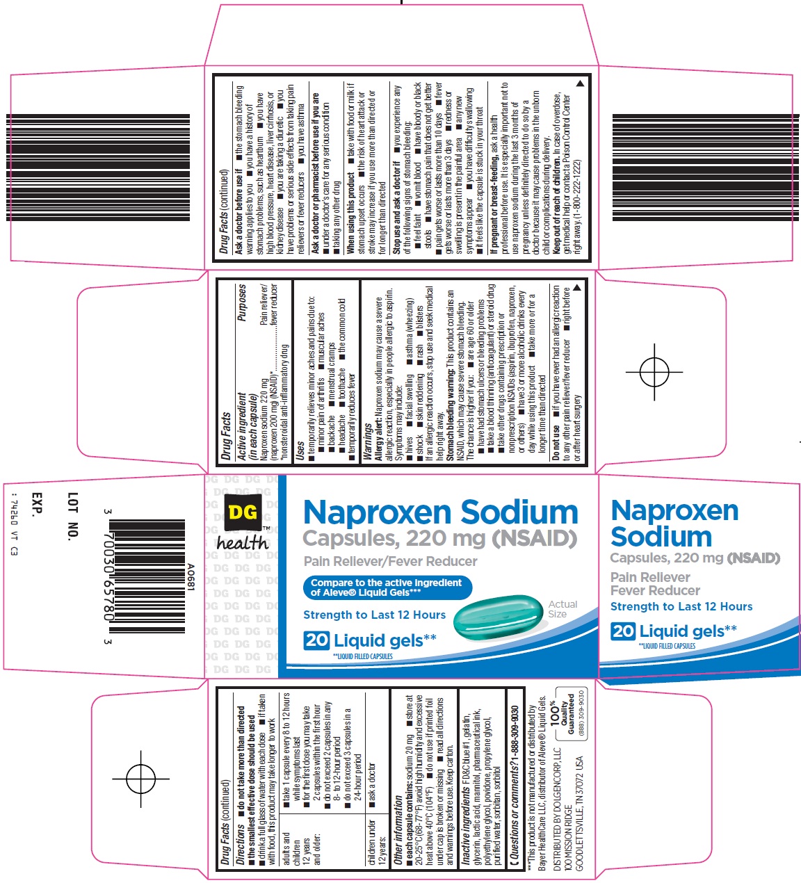 Naproxen Sodium, Capsules 220 mg (NSAID) Carton Image