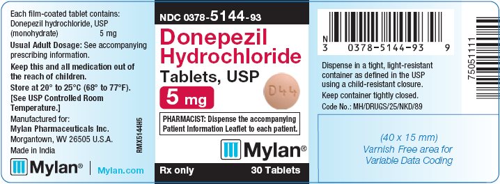 Donepezil Hydrochloride Tablets, USP 5 mg Bottle Label