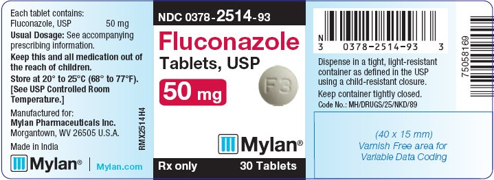 Fluconazole Tablets, USP 50 mg Bottle Label