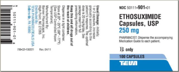 Ethosuximide Capsules USP 250 mg, 100s Label