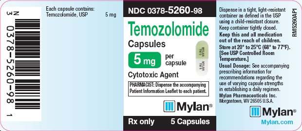 Temozolomide Capsules 5 mg Bottle Label