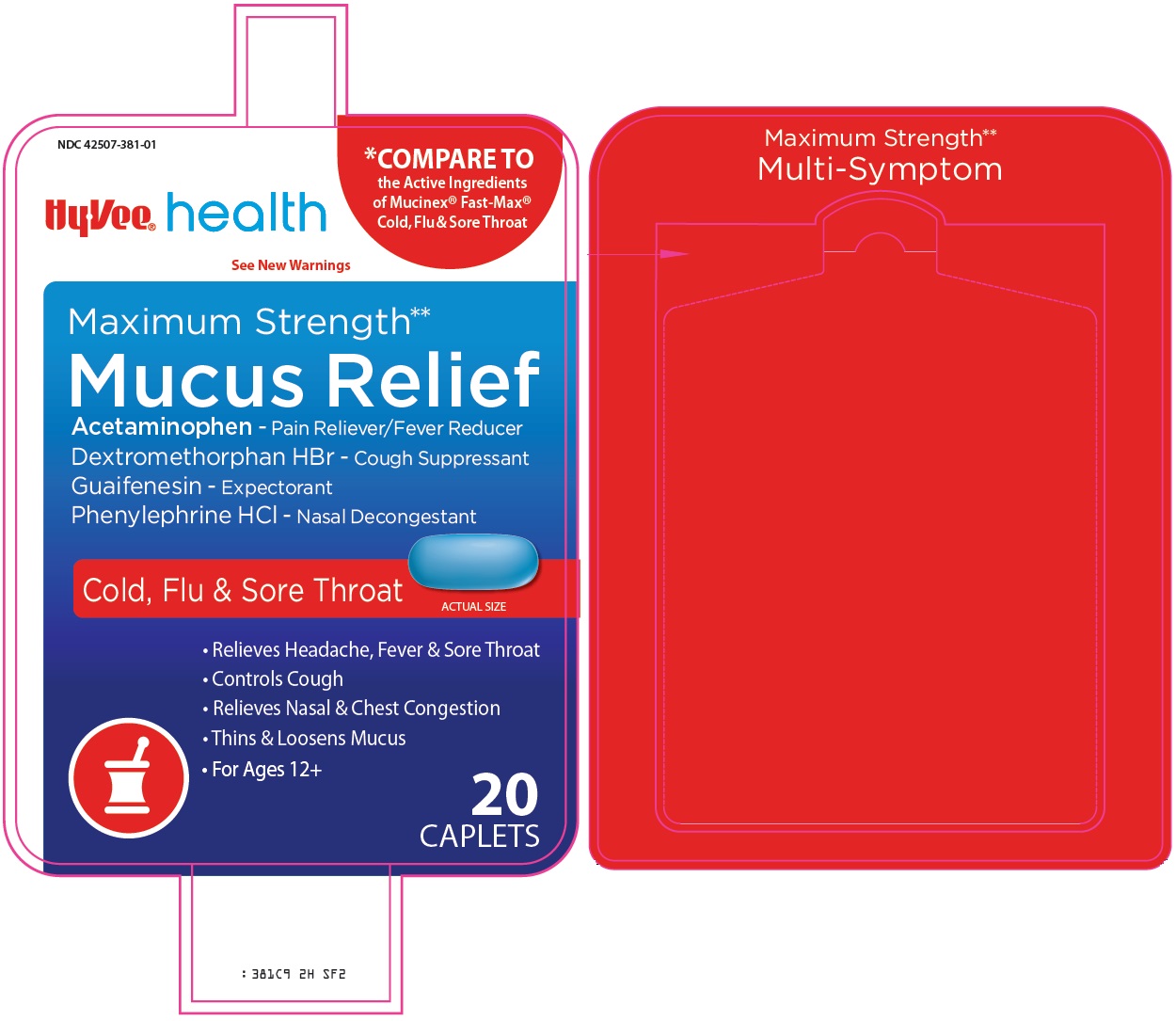 HyVEE Mucus Relief Cold, Flu & Sore Throat image 1