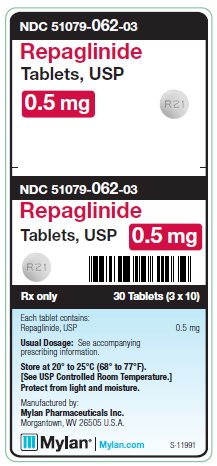 Repaglinide 0.5 mg Tablets Unit Carton Label