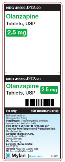 Olanzapine 2.5 mg Tablets Unit Carton Label