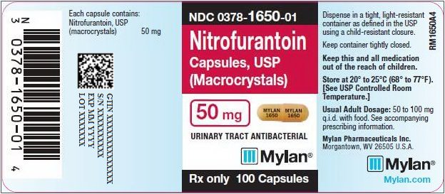 Nitrofurantoin Capsules, USP (Macrocrystals) 50 mg Bottle Label