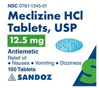 Meclizine Hydrochloride 12.5 mg Label