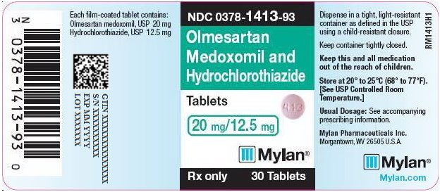 Olmesartan Medoxomil and Hydrochlorothiazide Tablets 20 mg/12.5 mg Bottle Label