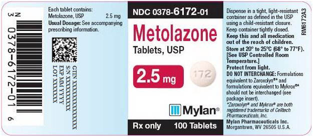 Metolazone Tablets 2.5  mg Bottle Label