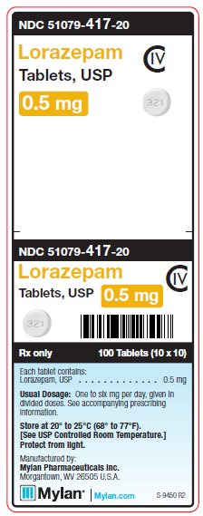 Lorazepam 0.5 mg Tablets C-IV Unit Carton Label