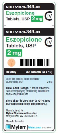 Eszopiclone 3 mg Tablets C-IV Unit Carton Label