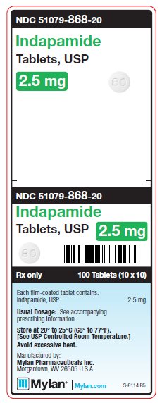 Indapamide 2.5 mg Tablets Unit Carton Label