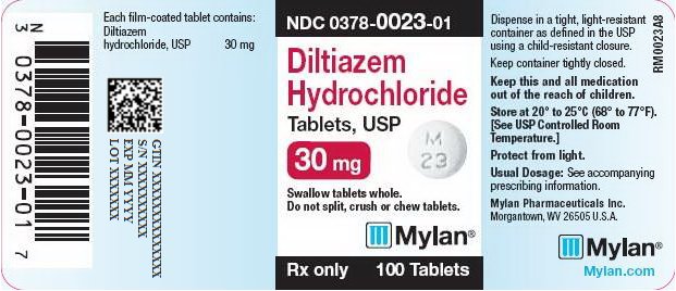 Diltiazem Hydrochloride Tablets 30 mg Bottle Label