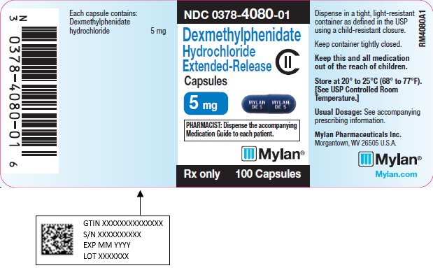Dexmethylphenidate Hydrochloride Extended-Release Capsules 5 mg Bottle Label