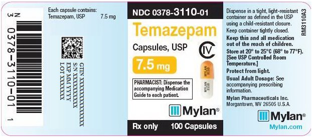 Temazepam Capsules, USP CIV 7.5 mg Bottle Label