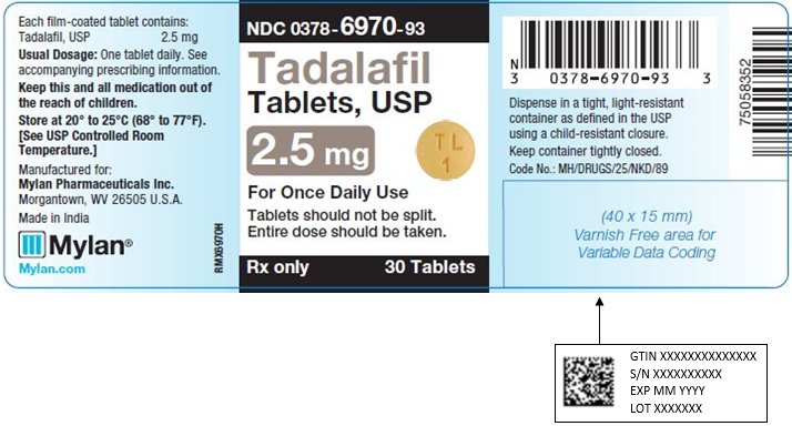 Tadalafil Tablets, USP 2.5 mg Bottle Label