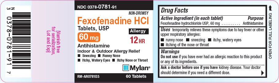 Fexofenadine Hydrochloride Tablets 60 mg Bottle Label Front
